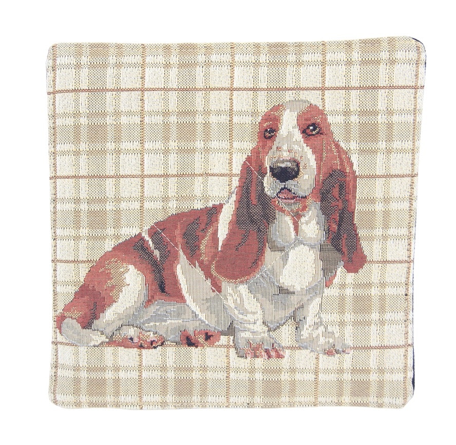 Grytlapp med basset hound i jacquardtyg - obs styckvis