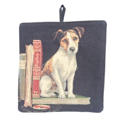 Grytlapp med Jack Russell i jacquardtyg - obs styckvis