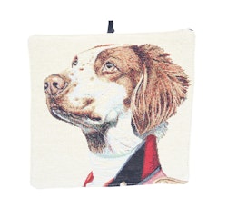 Grytlappar med Brittany Spaniel  i jacquardtyg - PAR