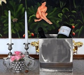 Champagne and wine coolers in pewter with gilded lions from Munka Tenn