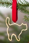 Christmas ornament - CAT - for tree or window hand cast in pewter and gilded, stamped Munka