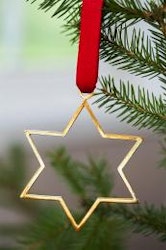 Christmas ornament - STAR - for tree or window hand cast in pewter and tin, stamped Munka