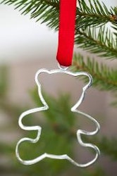 Christmas ornament - TEDDY - hand cast in pewter, stamped Munka