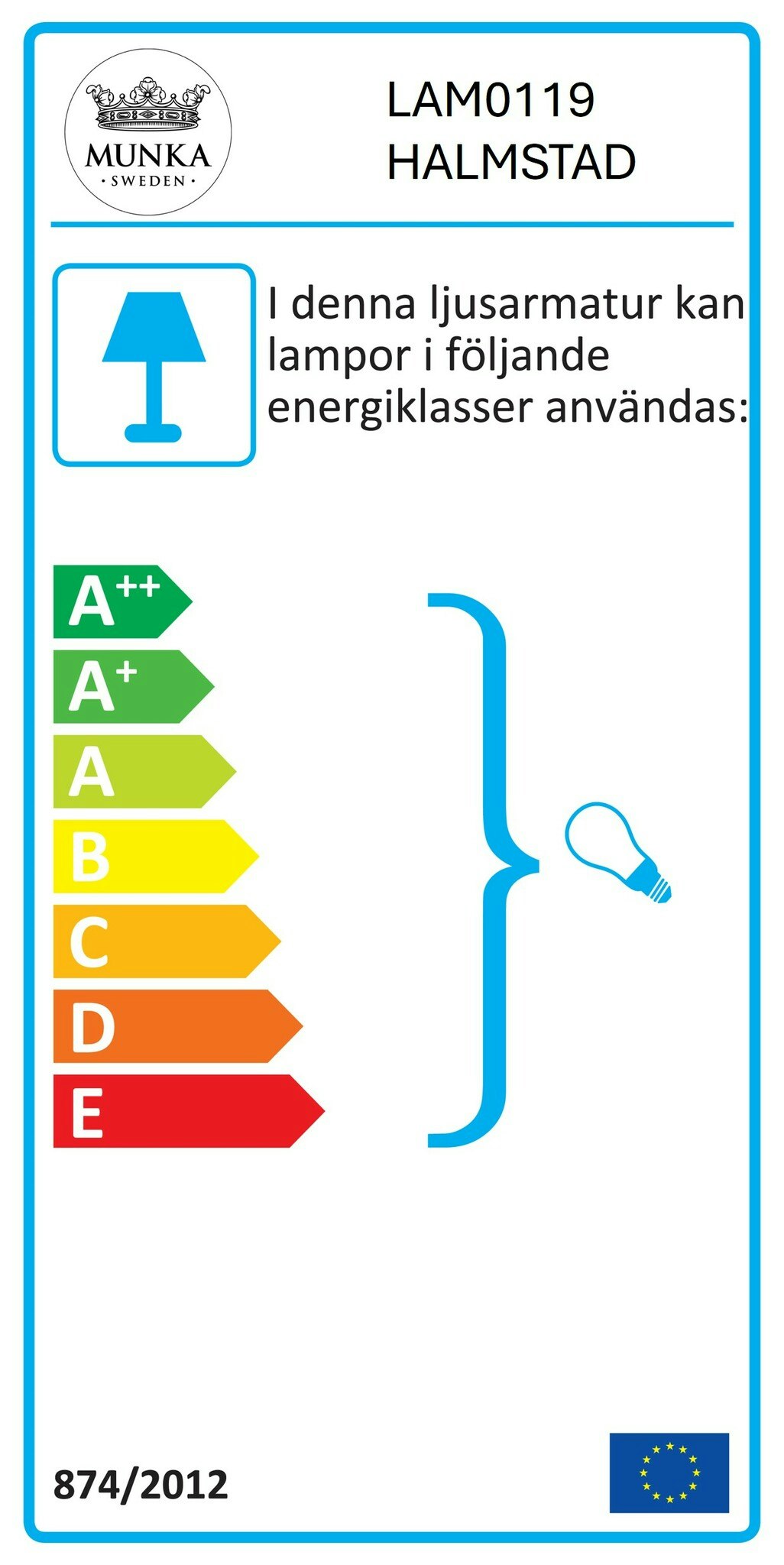 Halmstad, vägglampa, lampett, från Munka Tenn