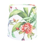 Lampskärm, rund med motiv av blommor och Kolibri, som passar till Munka Tenns lampor