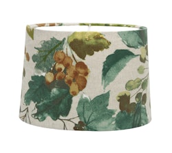 Lampskärm med blad och bär som ser ut att vara målade med vattenfärg och passar bla till Munka Tenns lampor
