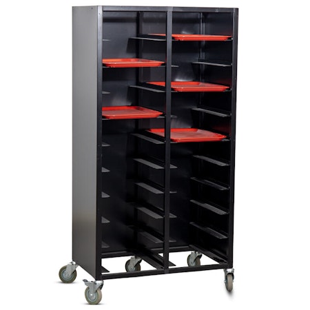 Dubbel Brickvagn ,Bricka: 330x430 mm(Lunch), svart, 3 täckta sidor