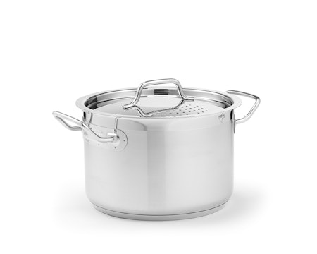 Pasta kittel 5L rostfritt med låsbart perforerad lock