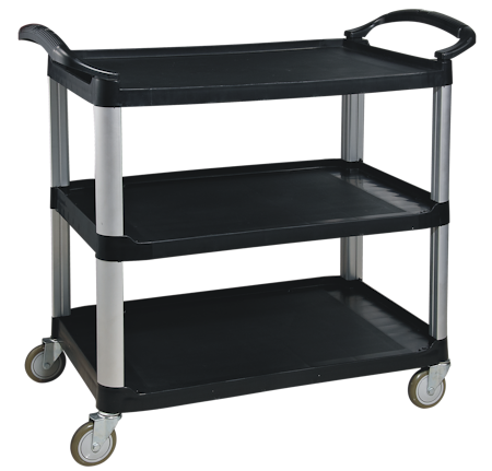 Multiduty service cart, full open, black PP