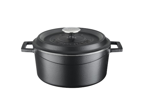 Lava Gjutjärnsgryta, D24cm 4,5Liter mattsvart, vit insida