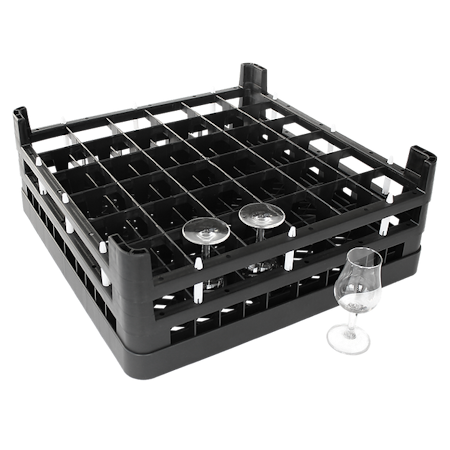 Glasback med Förhöjningsram , 36 Fack(Q:74mm) Svart