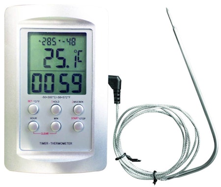 Ugnstermometer med timer och alarm -50 - +300°C