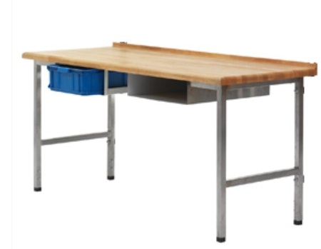 Bakbord, massiv bokskiva , Rostfri ben, 1500x600x40mm
