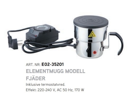 Element kopp chafing dish, med termostat