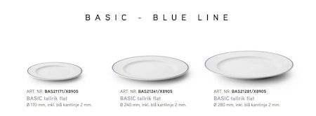 BASIC Tallrik flat D24cm, Blue Line