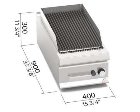 Gasgrill Lavastens 1 zon, 400x900x300 mm 9kW, BERTOS