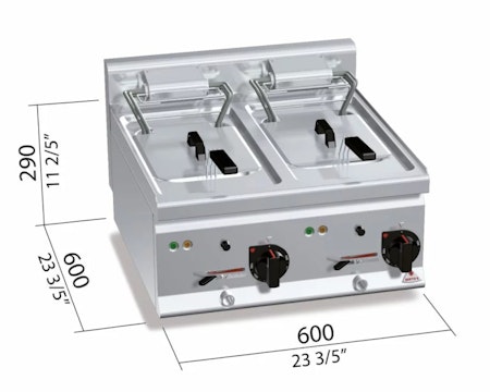 Fritös 600x600 mm,10+10 liter-modell 600 plus, BERTOS