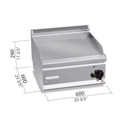 Gas-stekbord Räfflad, 8kW 600x600 mm, BERTOS