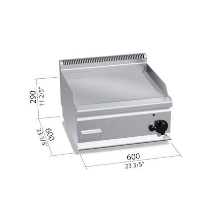 Gas-stekbord Slät, 8kW 600x600 mm, BERTOS
