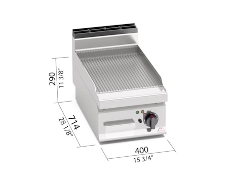 Stekbord Räfflad, 4,8kW 400x714 mm, BERTOS