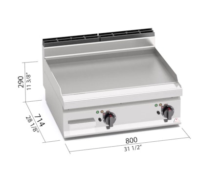 Stekbord Slät 9,6kW, 800x714 mm, BERTOS