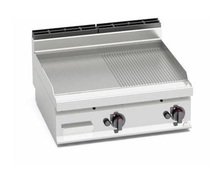 Gas-stekbord Räfflad/Slät 1,2kW, 800x714 mm, BERTOS