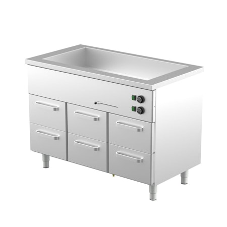 Värmeskåp med vattenbad 1200x650x900mm (3xGN 1/1-150+6 lådor GN 1/1-150) KLH-1206, COOLPART