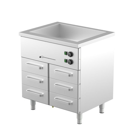 Värmeskåp med vattenbad 800x650x900mm (2xGN 1/1-150 + 6 skåp GN 1/1-100) KLH-806, COOLPART