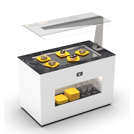 Buffestation Kall BUF15A/15A-1, Sidoöverhylla H/V, kylbrunn 15mm djup, 1300x700x1400mm,SAYL