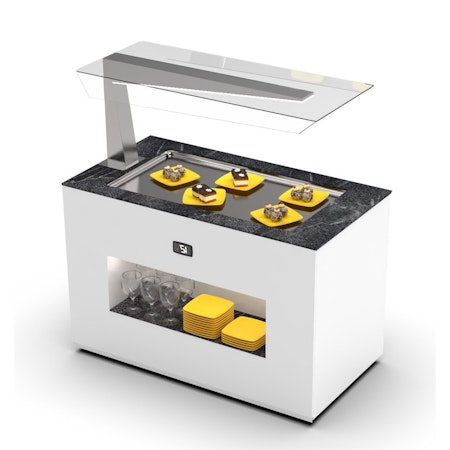 Buffestation Kall BUF15A/15A-1, Sidoöverhylla H/V, kylbrunn 15mm djup, 1300x700x1400mm,SAYL