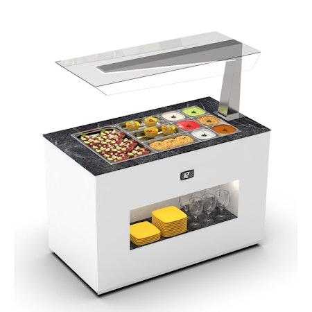 Buffestation Kall BUF65A/65A-1, Sidoöverhylla H/V, 3xGN1/1-65mm, 1300x700x1400mm,SAYL