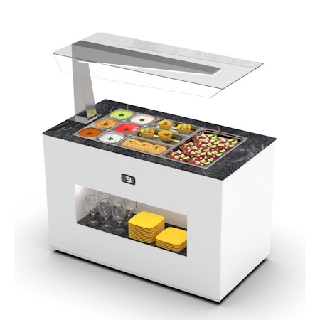 Buffestation Kall BUF65A/65A-1, Sidoöverhylla H/V, 3xGN1/1-65mm, 1300x700x1400mm,SAYL