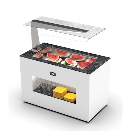 Buffestation Kall BUF150FA/150FA-1, Sidoöverhylla H/V, VENTILERAD Kylbrunn 3xGN1/1-150mm, 1300x700x1400mm,SAYL