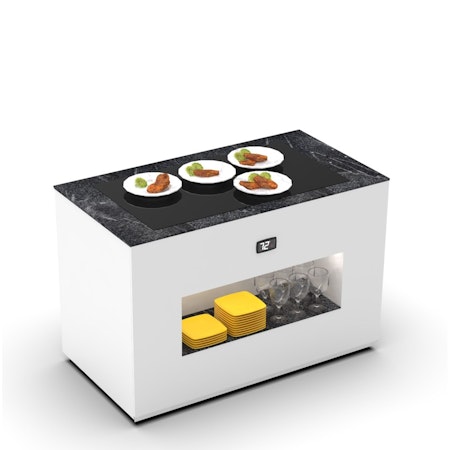 Buffestation Varm BUC Utan överhylla,  VÄRMEHÄLL i GLAS, 1300x700x875mm,SAYL