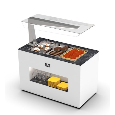 Buffestation Varm BUB65A/BUB65A-1, Sidoöverhylla H/V, 3xGN 1/1-65mm, 1300x700x1400mm,SAYL