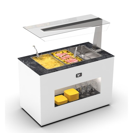 Buffestation Varm BUB150A/BUB150A-1, Sidoöverhylla H/V, 3xGN 1/1-150mm, 1300x700x1400mm,SAYL