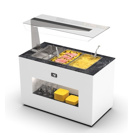 Buffestation Varm BUB150A/BUB150A-1, Sidoöverhylla H/V, 3xGN 1/1-150mm, 1300x700x1400mm,SAYL