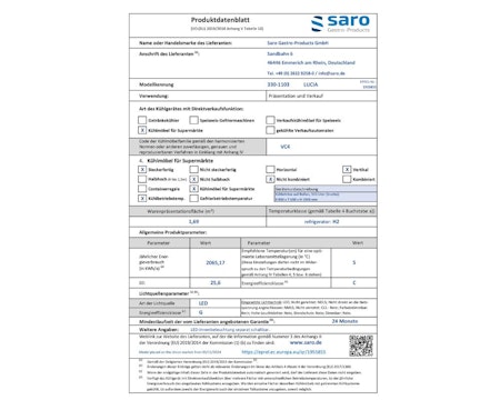 kylmonter LUCIA 3st hyllor, 850x650x1908mm, SARO