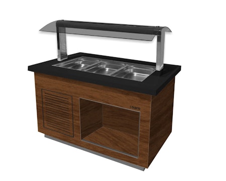Kall buffévagn PREMIUM LINE SB-K130 Valnöt, 3xGN1/1-150, 1300x880x1350mm, SARO