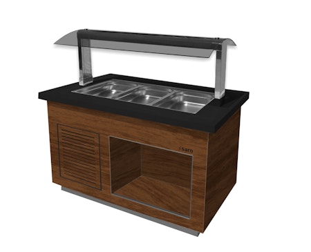 Varm buffévagn PREMIUM LINE SB-H130 Valnöt, 3xGN1/1-150, 1300x880x1350mm, SARO
