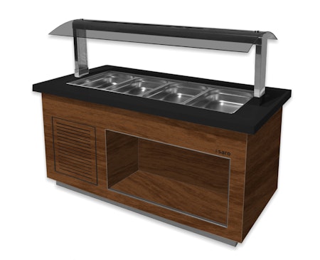 Varm buffévagn PREMIUM LINE SB-H170 Valnöt, 4xGN1/1-150, 1700x880x1350mm, SARO