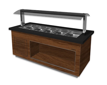 Varm buffévagn PREMIUM LINE SB-H200 Valnöt, 5xGN1/1-150, 2000x880x1350mm, SARO