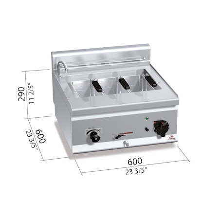 Pastakokare-Bänk Plus 600 Dubbel, EL 3Fas-7kW 600x600x290mm, BERTOS
