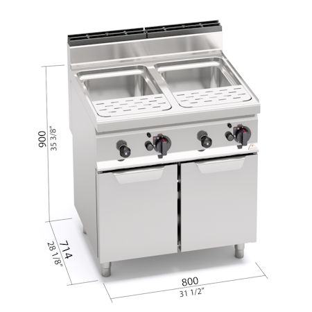 Pastakokare MACROS 700 Dubbel, GAS-20kW 800x714x900mm, BERTOS