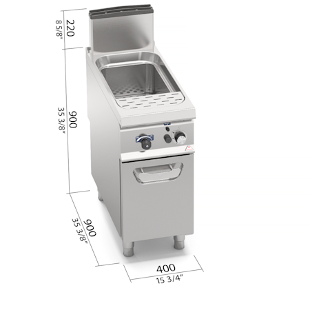 Pastakokare S900, GAS-12kW 400x900x900mm, BERTOS