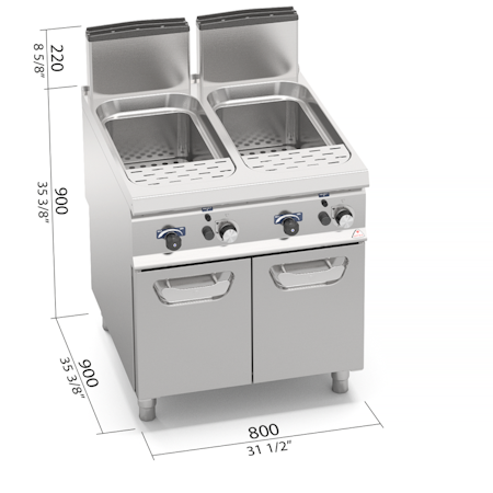 Pastakokare S900 Dubbel, GAS-24kW 800x900x900mm, BERTOS
