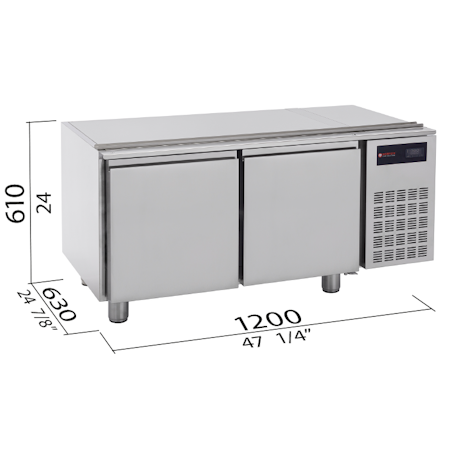 Grillkylbänk S700 Serien BASE 1200, 2 Dörrar 1200x630x610 mm, BERTOS