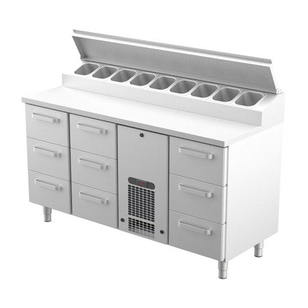 Kallskänkskylbänk KLE Serien i 3 VARIANTER, Med SKÅP Eller LÅDOR, 1600x650x900mm, COOLPART