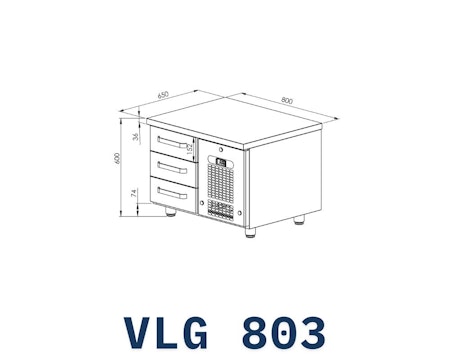 Grillkylbänk VLG-803, 3st lådor för GN1/1-100mm, 800x650x600mm, COOLPART