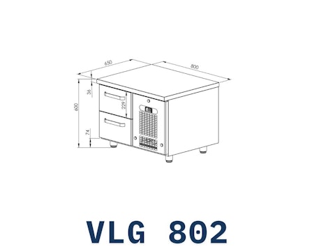 Grillkylbänk VLG-802, 2st lådor för GN1/1-150mm, 800x650x600mm, COOLPART